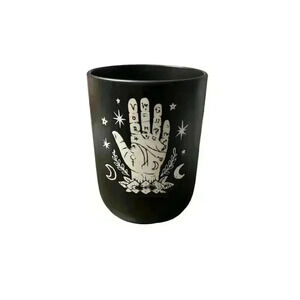 Prima Designs 6" Black Ceramic Utensils Canister Palm Reader Decor